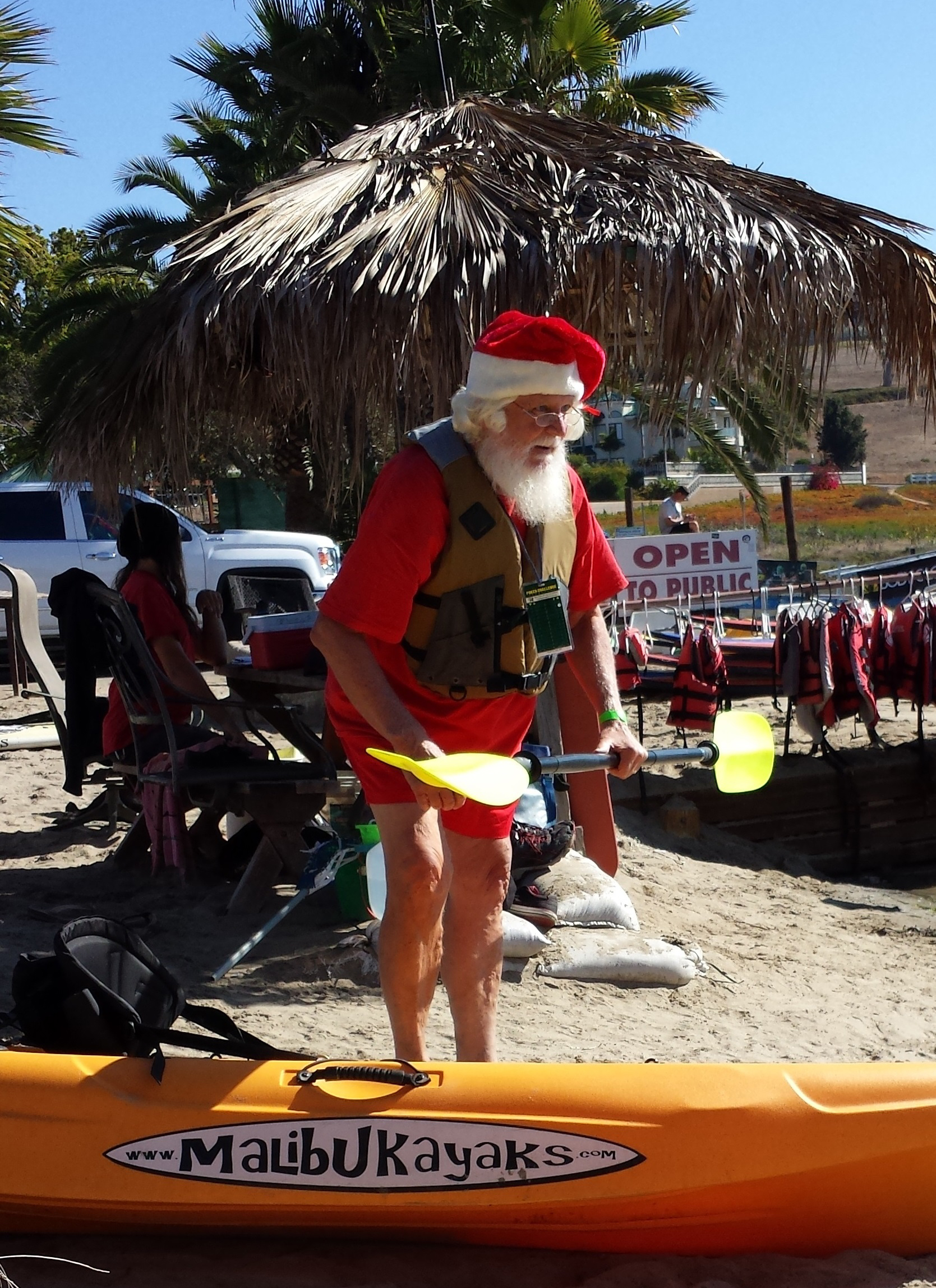 Now we know where Santa goes to hide out, relax, and have fun after Christmas! Carlsbad’s mild climate makes it a year-round destination, and its lagoons provide safe kayaking. Photo courtesy Agua Hedionda Lagoon Discovery Center.