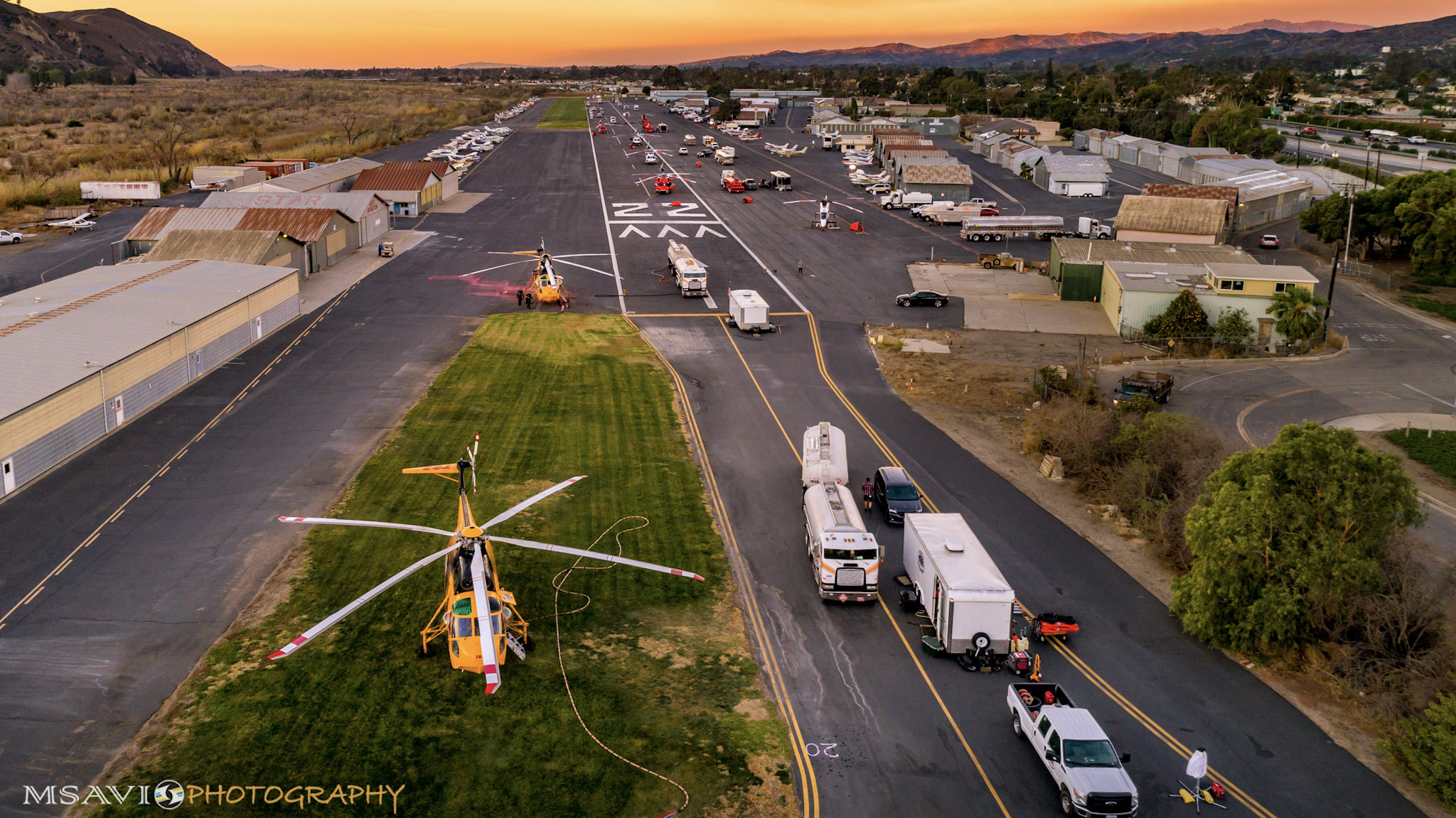 Helicopter firefighting operations based at California's Santa Paula Airport have helped save lives and property in the midst of the Thomas Fire burning nearby. Photo by Mike Salas, MSAVI Photography and Focal Flight.