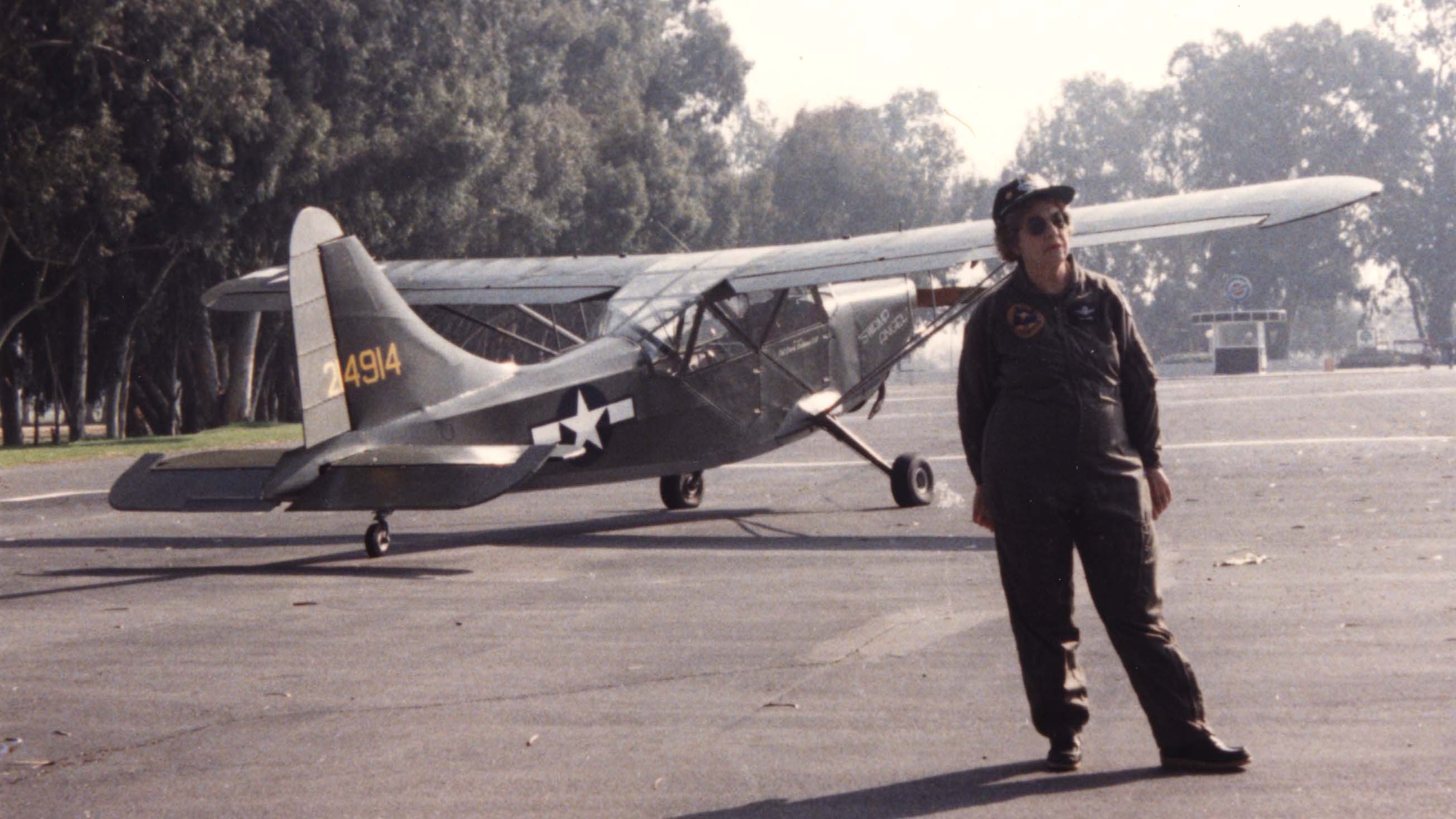 Doris Lockness (WG #55) with "Swamp Angel". Doris Lockness (WG #55) received her helicopter rating April 20, 1963 after 22 years as a licensed pilot. She was also a WASP. She received the Elder Statesman of Aviation Award in 1994. According to the justification for this award written by James Ricklefs, Lockness was "the only pilot in the world qualified for membership in all of four exclusive aviation organizations, i.e OX5 QAviation Pioneers; Women's Airforce Service Pilots WWII (WASP); International Women Helicopter Pilots, Inc. (Whirly-Girls); and the United Flying Octogenarians (UFO)." Courtesy of the TWU Libraries Woman's Collection, Texas Woman's University, Denton, TX.