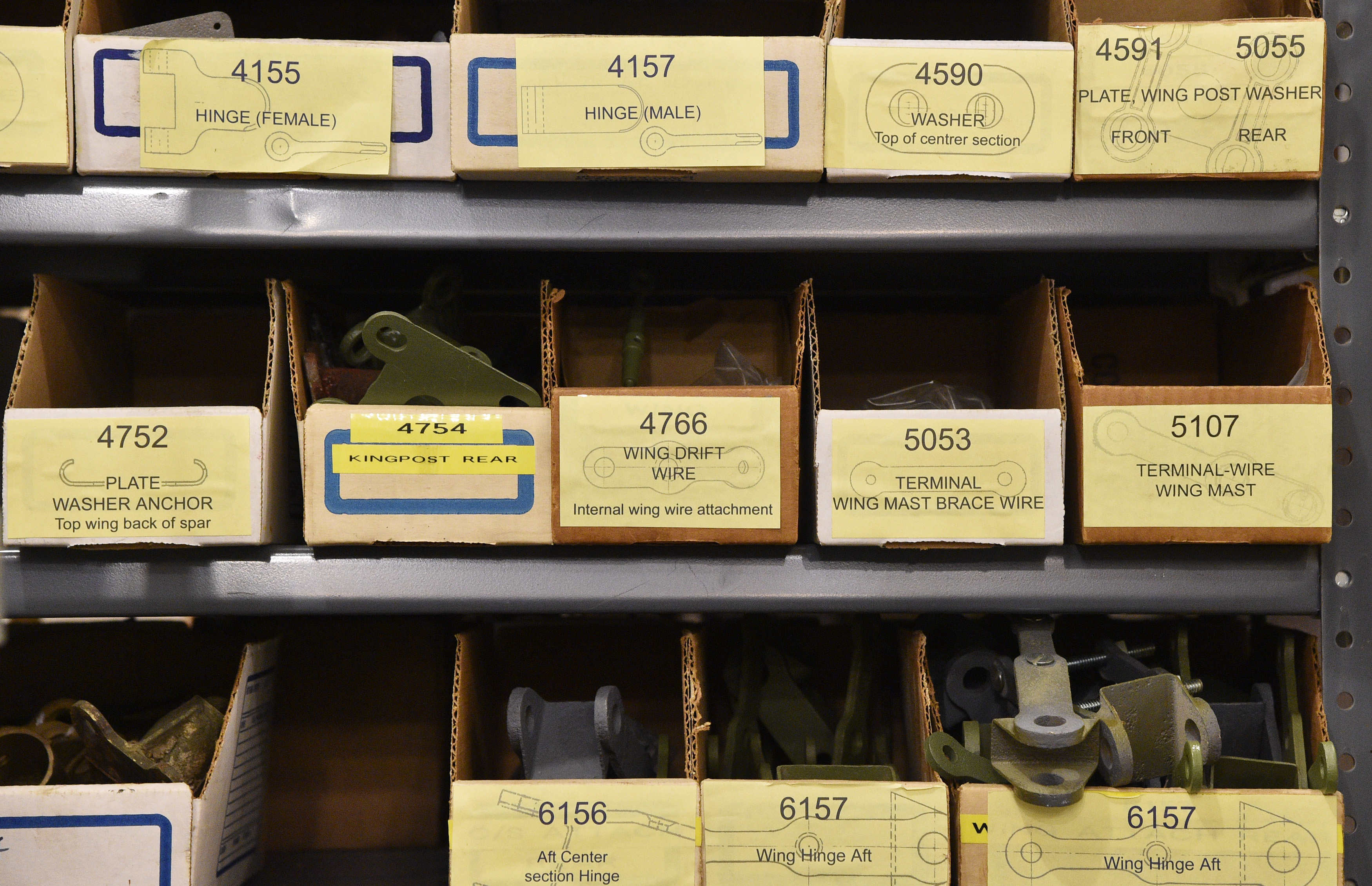 Aircraft parts await use by mechanics at The Wright Experience in Warrenton, Virginia. An AOPA-backed bill to exempt aircraft parts and supplies from the state’s retail sales and use tax has passed the House and will be taken up by the Senate. Photo by David Tulis.