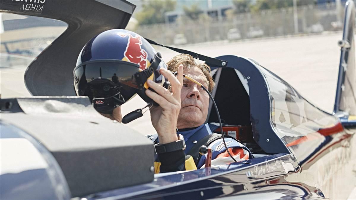 Kirby Chambliss prepares to take off during free practice of the Red Bull Air Race World Championship in Abu Dhabi, United Arab Emirates on Feb. 9. Photo by Balazs Gardi/Red Bull Content Pool.