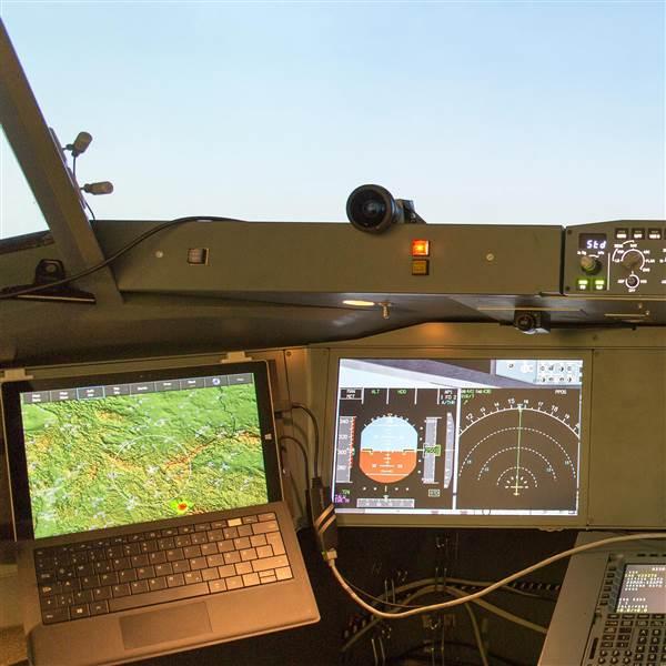 This rendering provided by DLR shows the A-PiMod setup envisioned that could simplify the human-machine interface of future aircraft.  