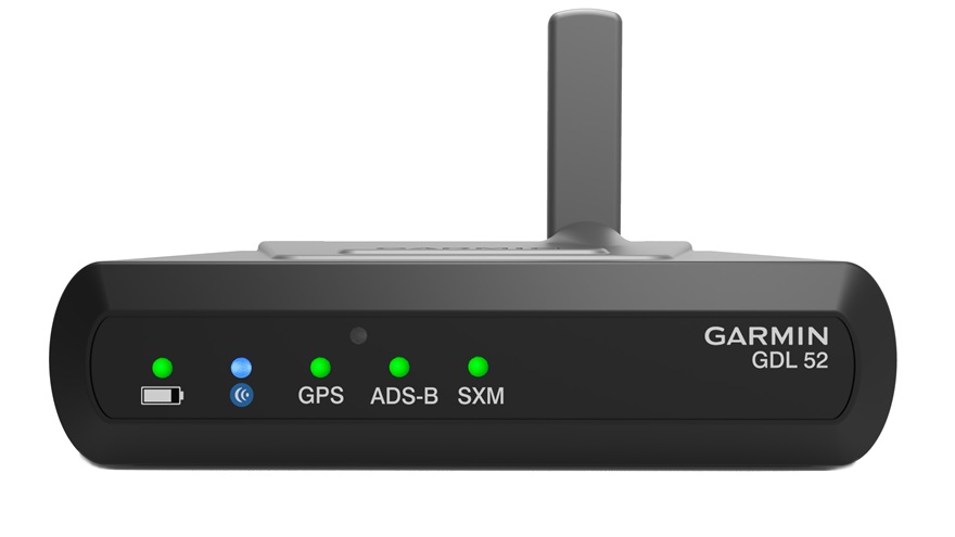 Garmin's GDL 52 receiver is available in both the portable version shown here, and a remote mount version. Garmin photo.