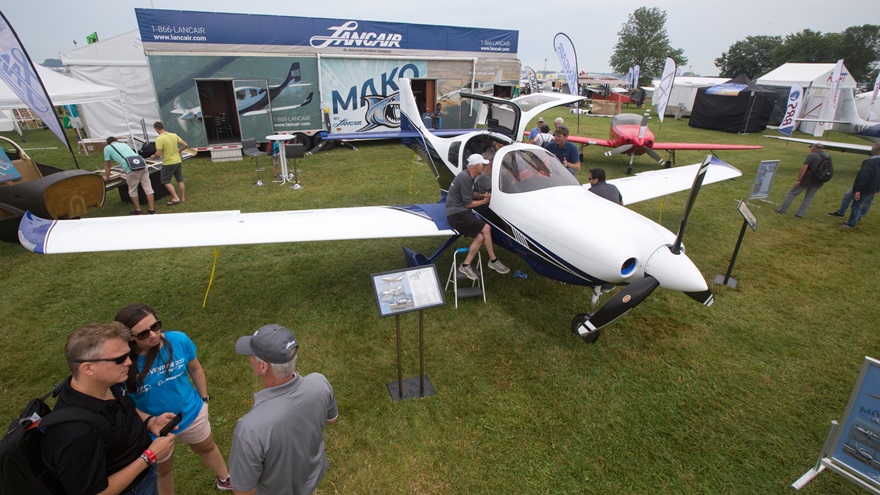 The Lancair Mako draws interest at EAA AirVenture in Oshkosh, Wisconsin. Jim Moore photo.