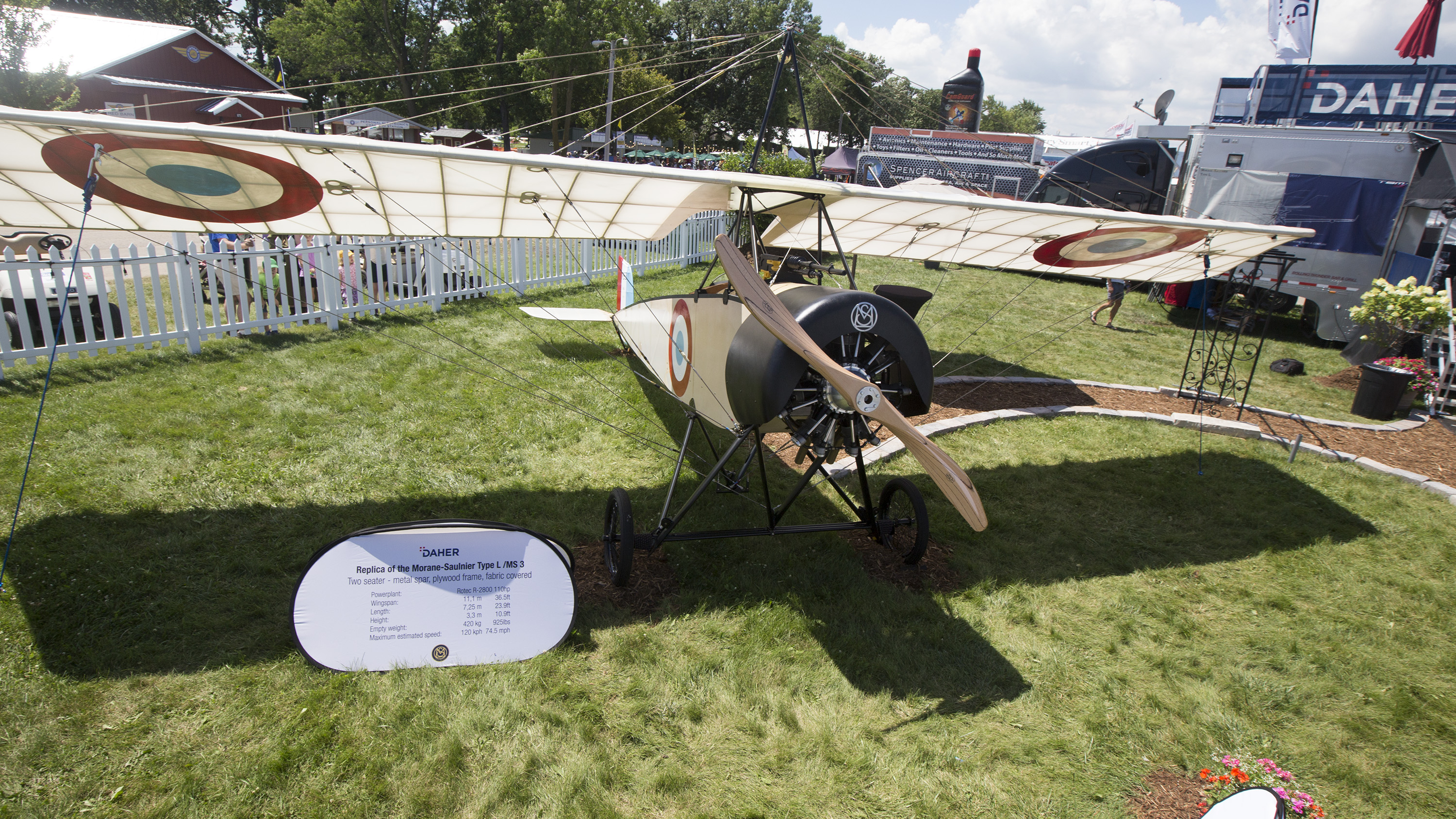 The near-replica of the Morane-Saulnier Type L/MS 3 was an attention-getting part of Daher's display at EAA AirVenture. Jim Moore photo. 