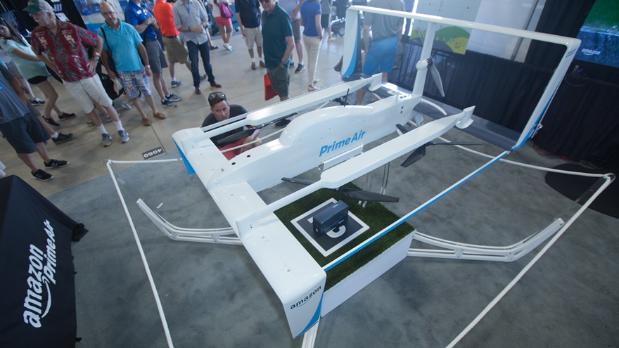 Amazon Prime Air made a first visit to EAA AirVenture in Oshkosh, Wisconsin, for the 2017 edition of the show. Jim Moore photo.