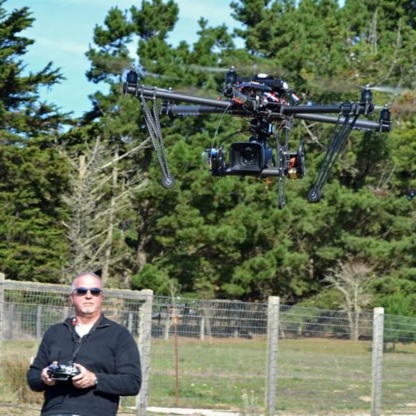 Colin Snow flying a FreeFly Systems CineStar 6 carrying a Sony CX-760. Courtesy photo. 