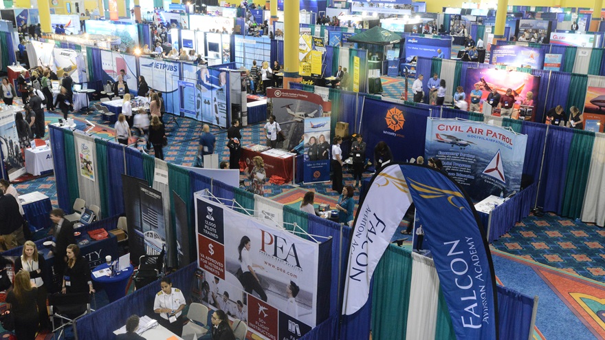The exhibit hall during the International Women in Aviation Conference. Photo courtesy of John Riedel.