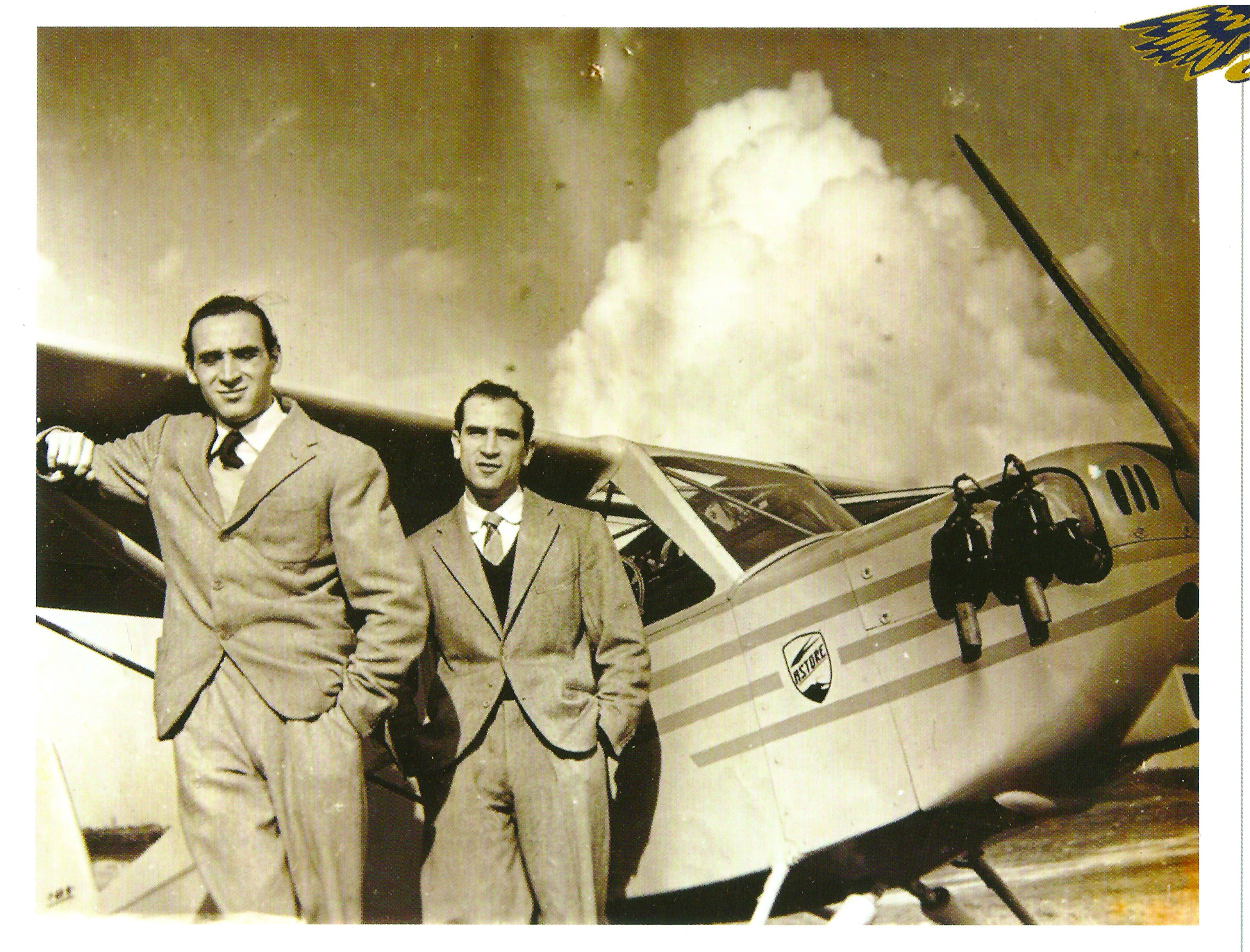 Brothers Giovanni 'Nino' Pascale and Luigi 'Gino' Pascale beside a P48 Astore. Photo courtesy of Tecnam.