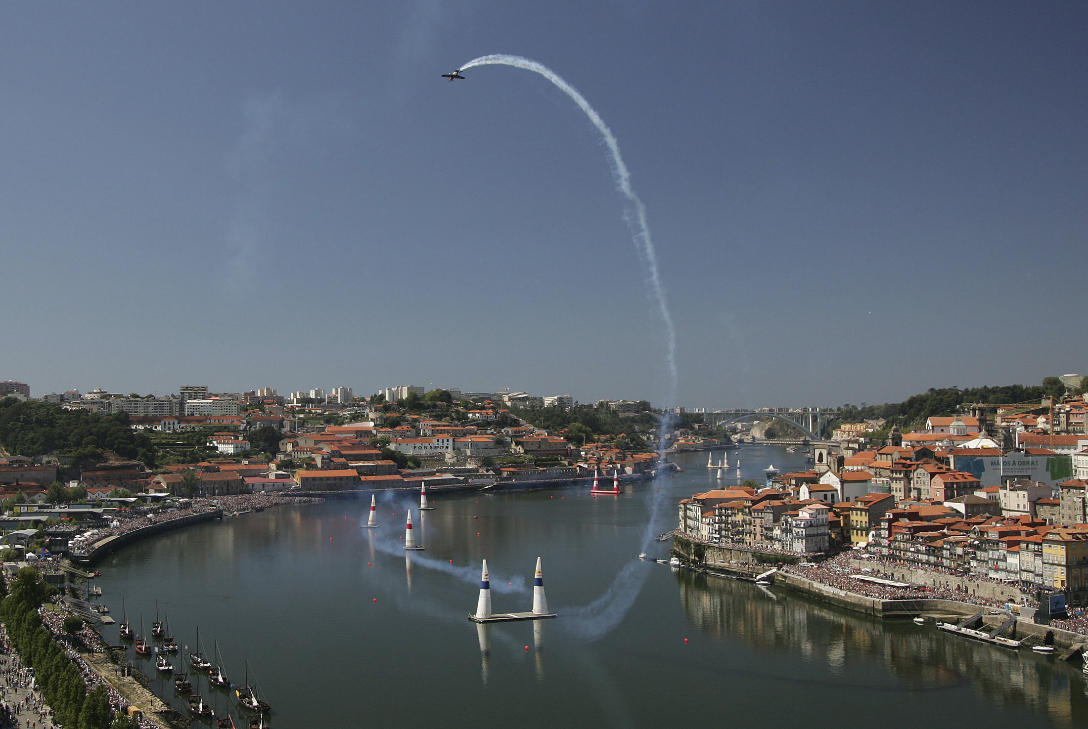 The Red Bull Air Race World Championship series will return to the second-largest city in Portugal in September for the first time since 2009. Kirby Chambliss (shown here) managed a podium finish in 2008, but no current Red Bull pilot has won in Porto, Portugal. Photo by Andreas Schaad/Red Bull Content Pool.