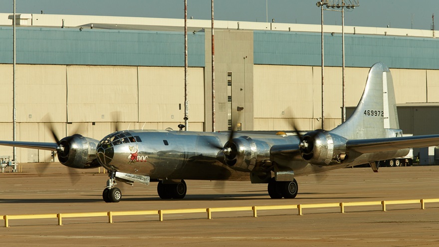 Doc's first flight at  McConnell Air Force Base in 2016 capped a 16-year restoration effort by Doc's Friends. Photo by Mike Fizer.