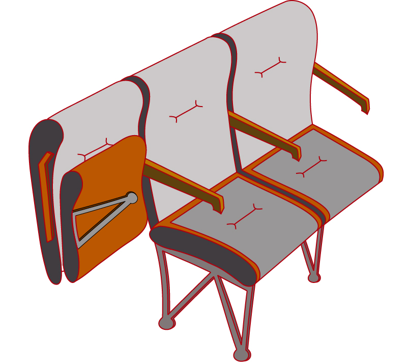 Iowa State aeronautical engineering students from Team CyFly designed a foldable airline seat to speed passenger loading. Photo courtesy of team CyFly.