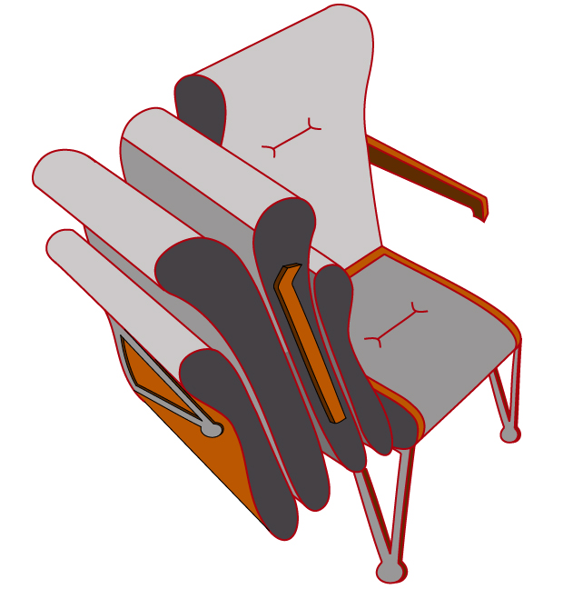 Iowa State aeronautical engineering students from Team CyFly designed a foldable airline seat to speed passenger loading. Photo courtesy of team CyFly.