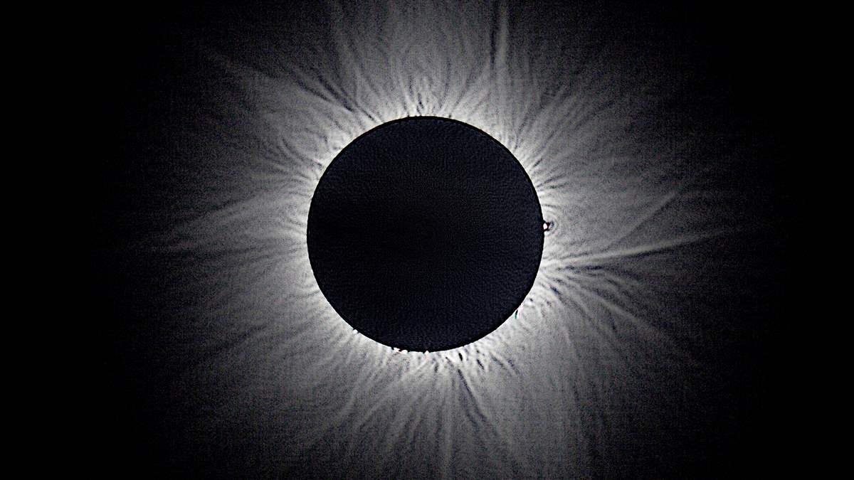 The photographer processed 6 images at different exposure levels to find hidden detail in this view of the Sun's corona during a total solar eclipse in 2012. Photo by Nicholas Jones.