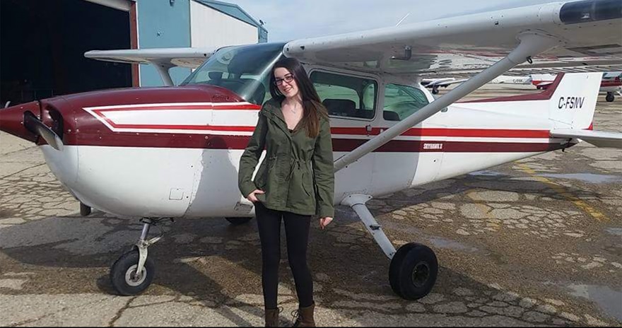 The Flying Musicians Association awarded its first international solo scholarship to Canadian clarinet player, vocalist, and aspiring pilot Courtney Taylor. Photo courtesy of the Flying Musicians Association.