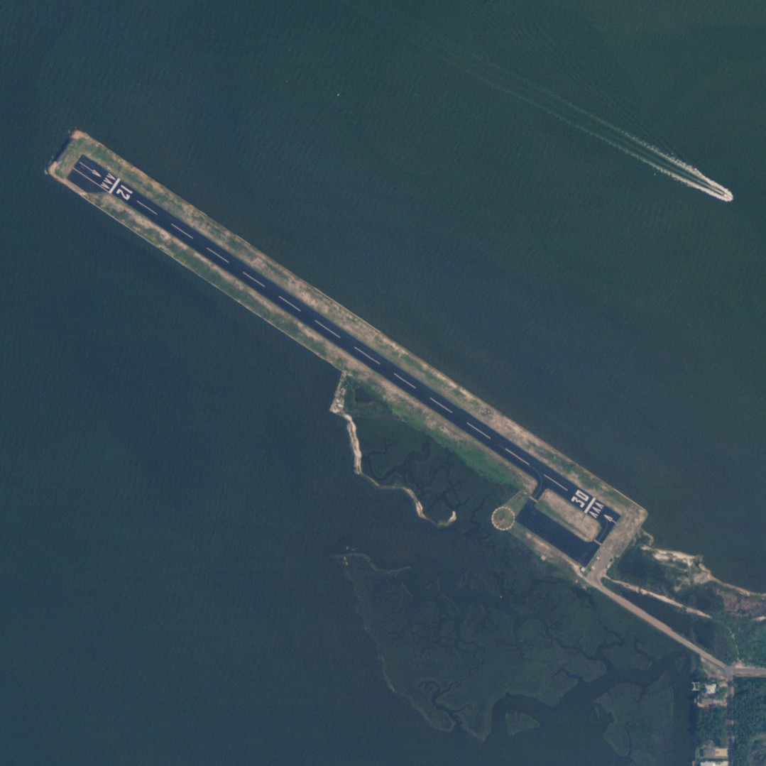 The Denton Airport (4R9) runway is completely surrounded by water. Photo courtesy USDA.