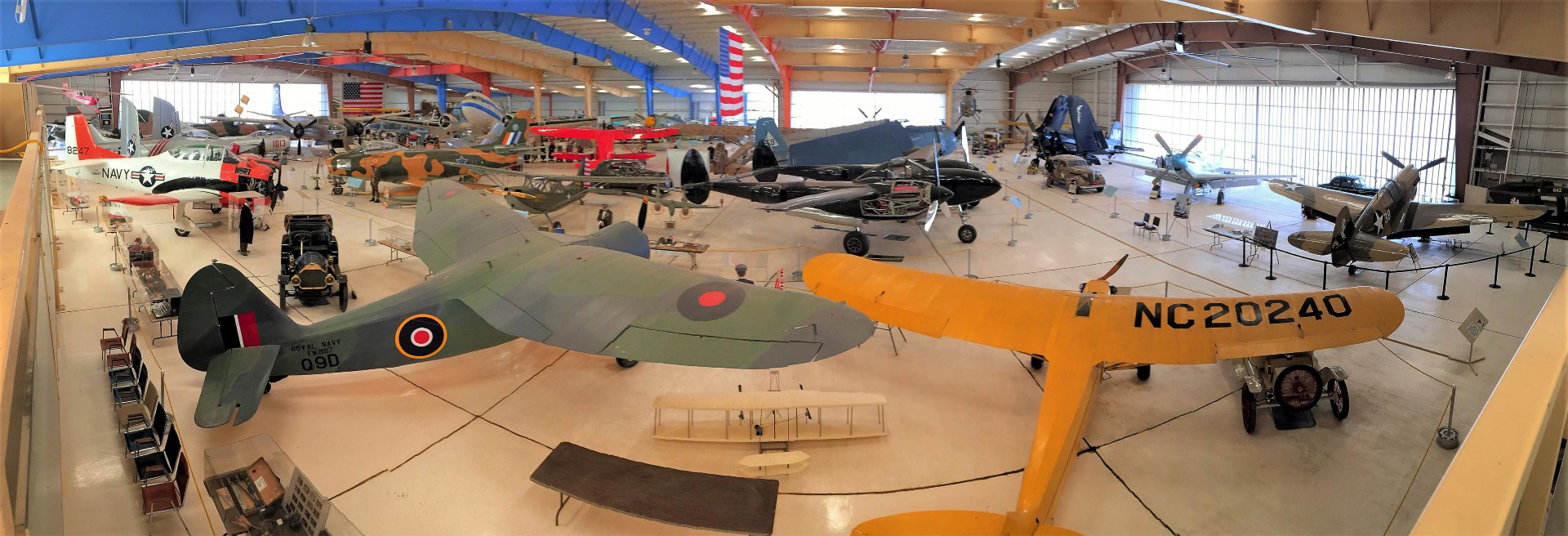 A wide-angle photo of rare aircraft and vehicles on display inside the War Eagles Museum. Photo courtesy Robert Dockendorf.