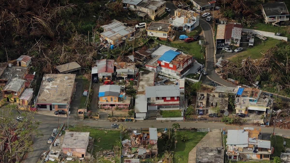 Buildings damaged by Hurricane Maria are seen in Lares, Puerto Rico, October 6, 2017. Photo by Lucas Jackson, REUTERS.