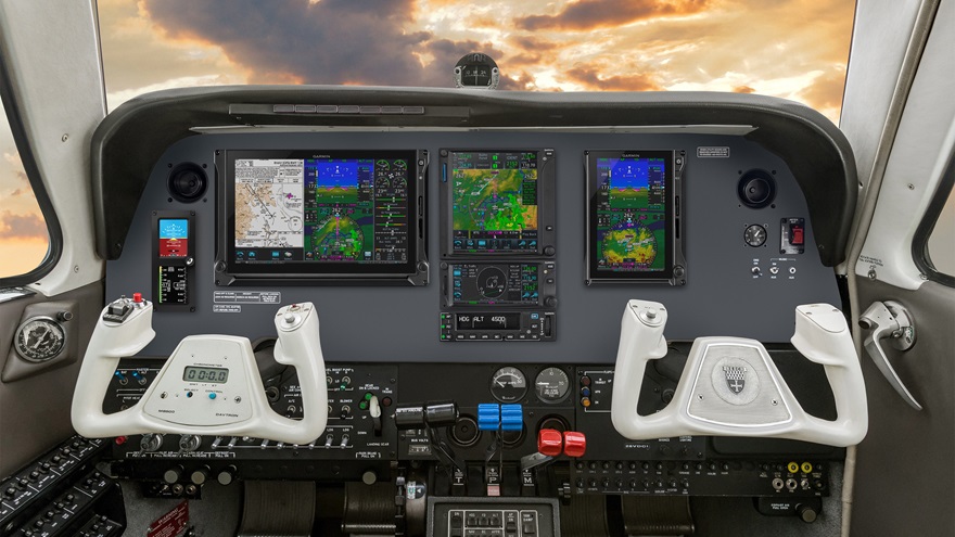 "The Garmin G600 TXi with a 10.6-inch display can be used as a primary flight display or multifunction display and optional integrated engine information system. Image courtesy of Garmin."