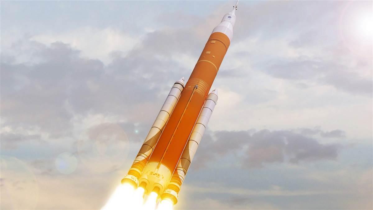 The SLS is an advanced, heavy-lift rocket that, along with the Orion spacecraft, will provide new capability for science and human exploration beyond Earth’s orbit. Artist's conception courtesy of NASA.