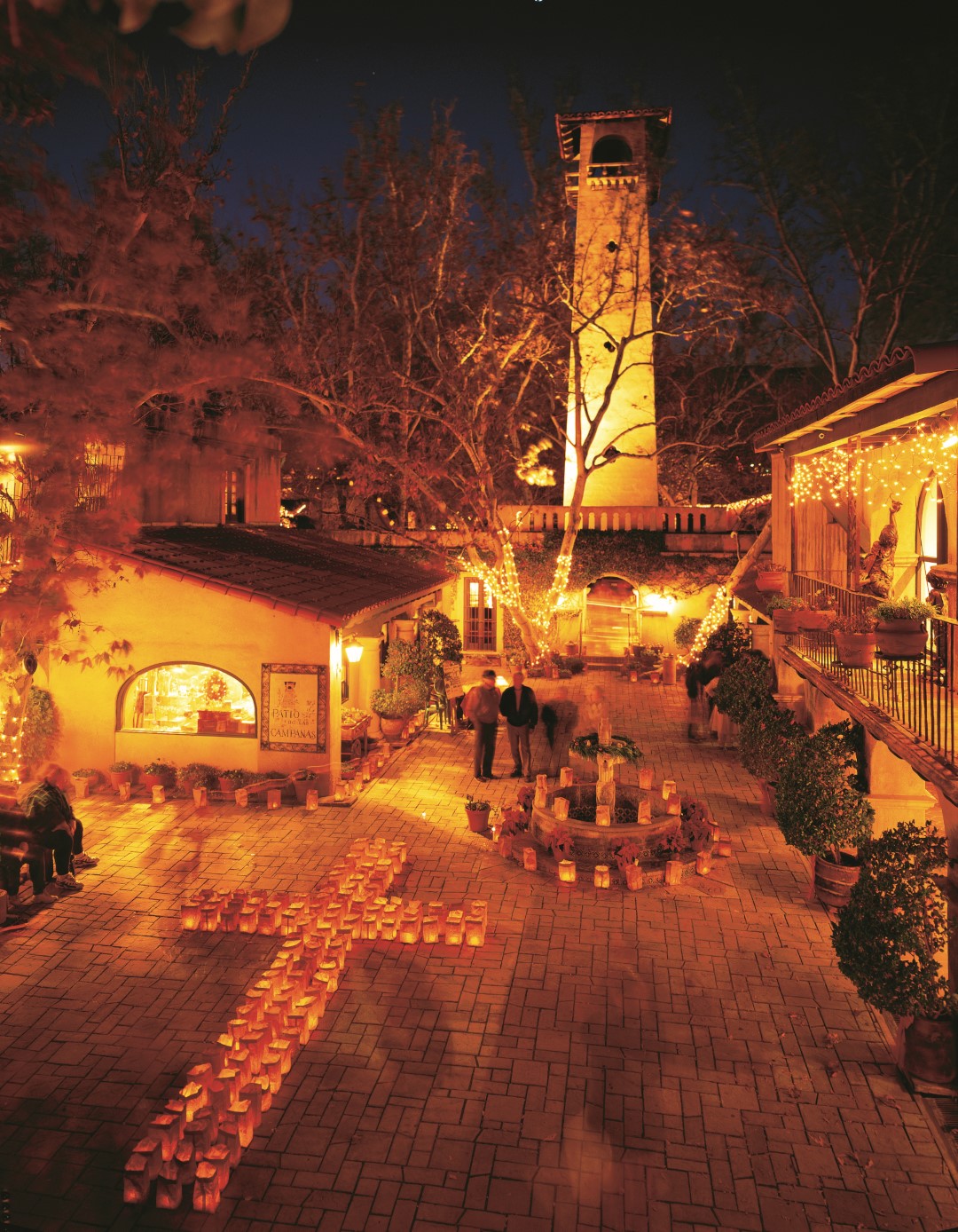 The Festival of Lights is held at the Tlaquepaque Arts & Crafts Village one night each December. Thousands of luminarias, many decorated by visitors, are placed around the village, giving it a warm holiday glow. Photo by Wib Middleton and Festival of Lights.