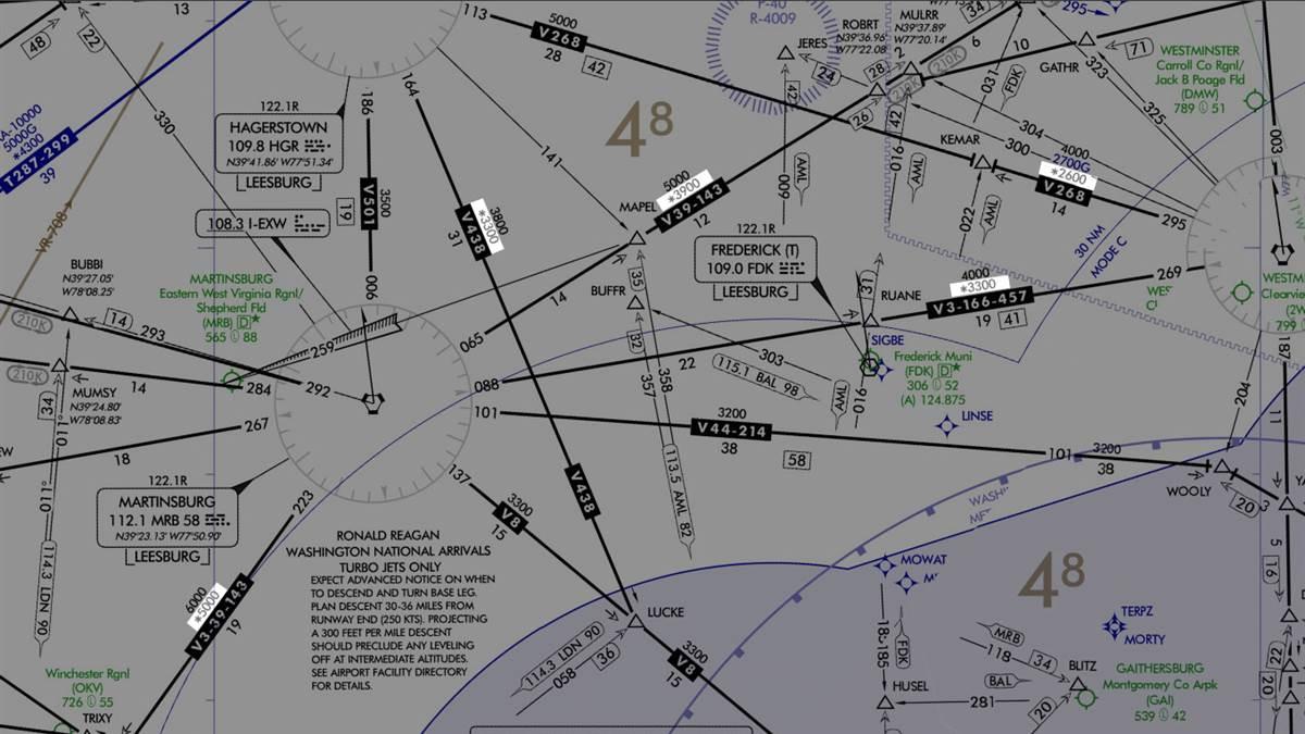 Highlighted examples of a minimum obstruction clearance altitude (MOCA) listed below the minimum en route altitude (MEA) and proceeded by an asterisk.