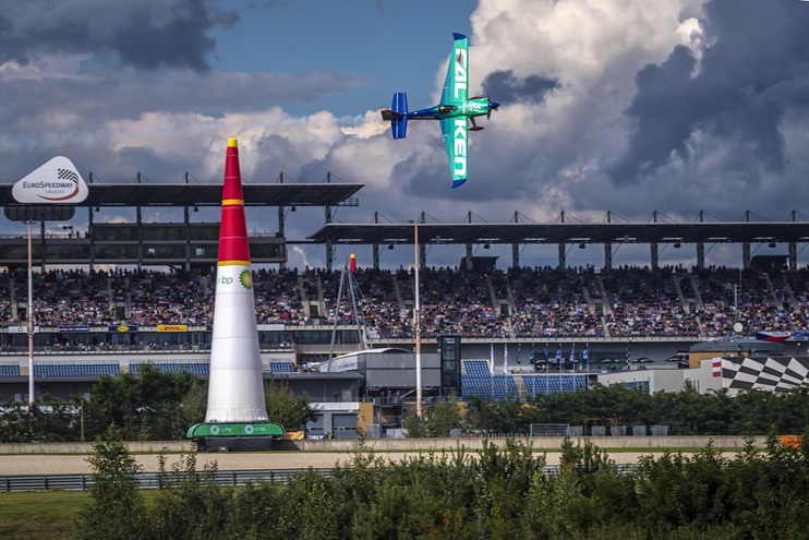 Yoshihide Muroya of Japan posted race day times nobody could match during the Red Bull Air Race World Championship event at Lausitzring, Germany, on Sept. 17. Photo by Joerg Mitter/Red Bull Content Pool.
