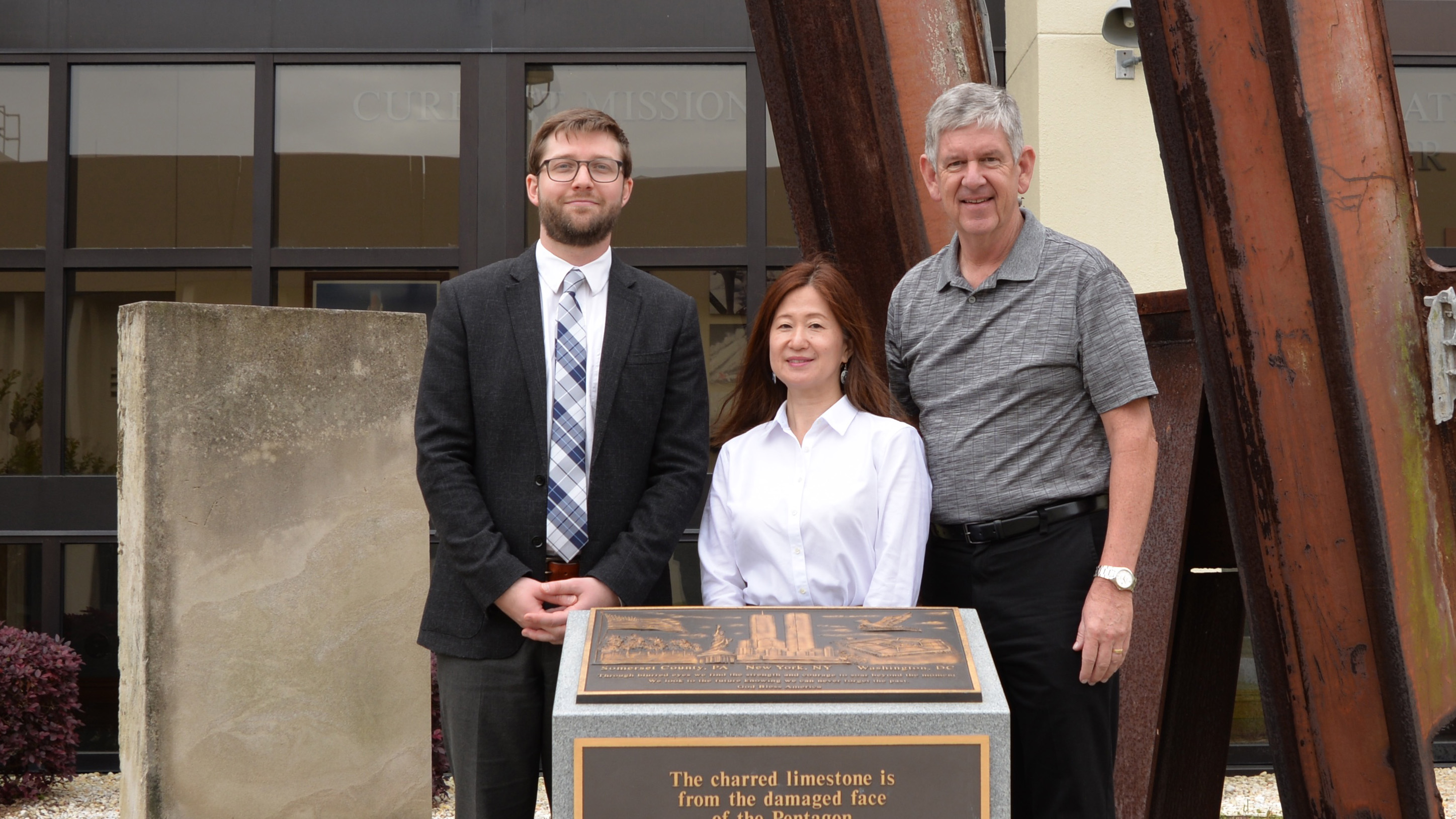 AOPA advocacy team members Rune Duke (left) and Nobuyo Sakata talked TFRs with Kevin Burman, chief of the Combat Information Cell, 601st Air Operations Center, at Tyndall Air Force Base. Photo courtesy of 601st Air Operations Center.