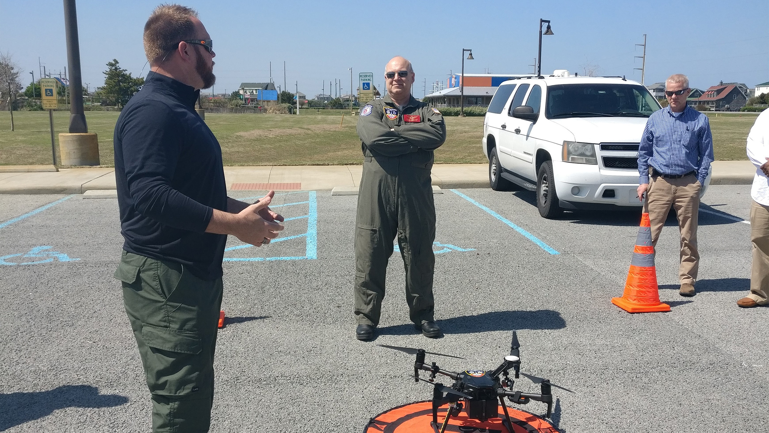 Wake Forest Fire Department Chief Pilot Steve Rhode, center, trains fellow first responders as part of his regular duties, and through a local community college program. Photo courtesy of Steve Rhode.