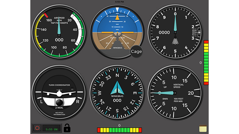 Example of the WingBug app display. Image courtesy of Straight & Level Technologies.