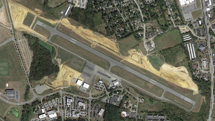 Satellite view of Virginia Tech/Montgomery Executive Airport. Image courtesy of Google.