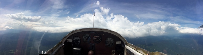 The view from a sailplane cockpit unfolds during a Sugarbush Youth Soaring Camp at the Warren-Sugarbush Airport in Vermont. Photo courtesy of Sugarbush Soaring.