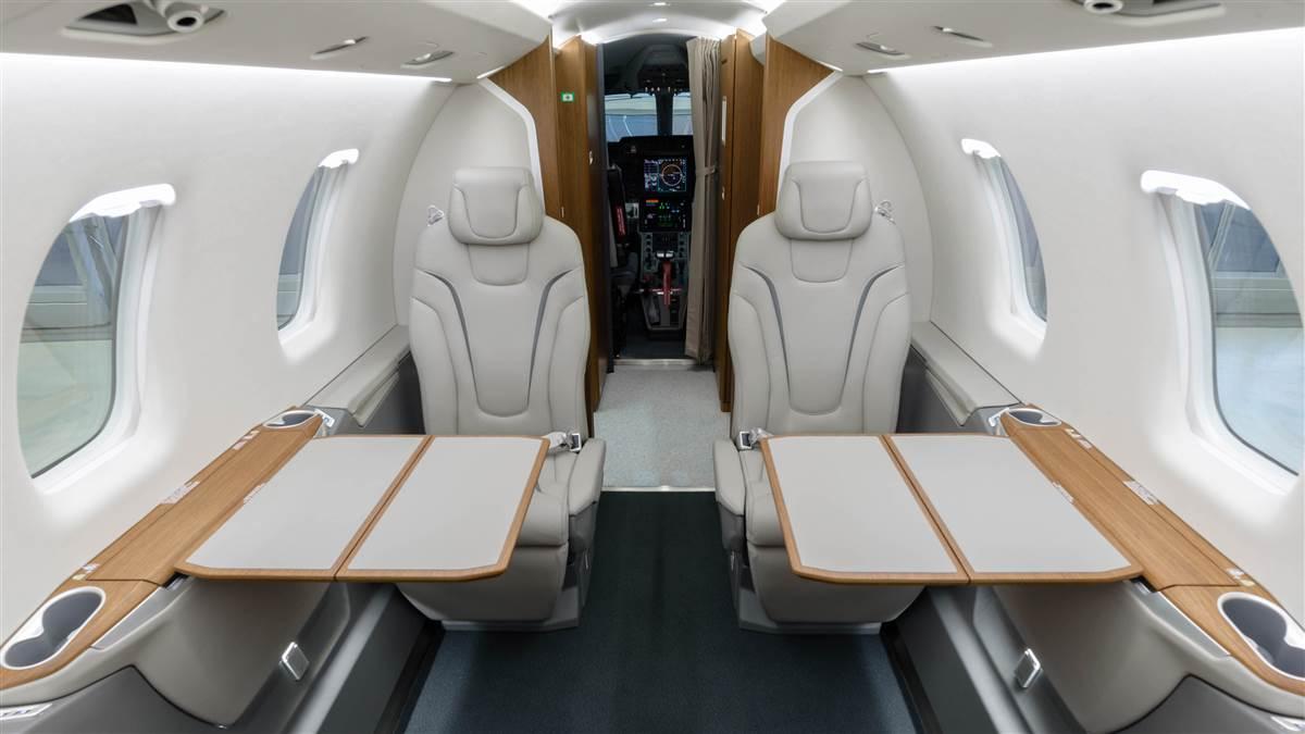 Fractional ownership operator PlaneSense announced Feb. 8 the delivery of the first Pilatus PC-24 twinjet. The aircraft will be outfitted with an eight-seat interior, with forward club seating and four forward-facing aft seats. Photo courtesy PlaneSense.