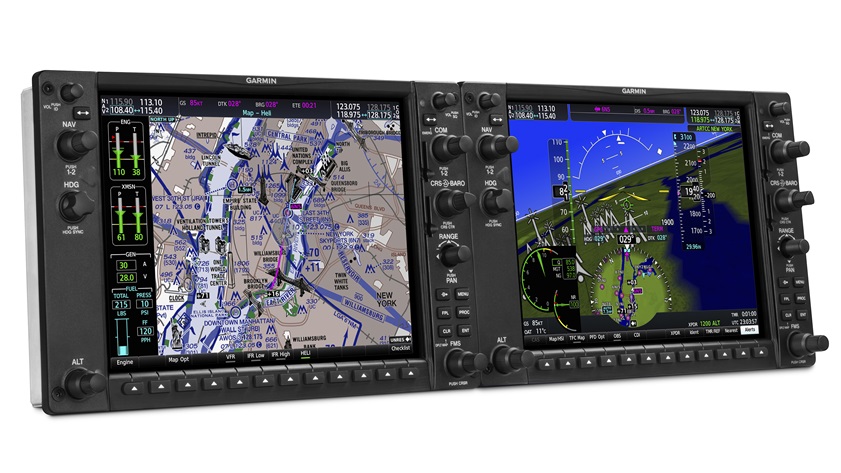 Garmin’s G1000H NXi integrated flight deck brings many new improvements and features to enhance situational awareness and obstacle avoidance. Photo courtesy of Garmin International. 