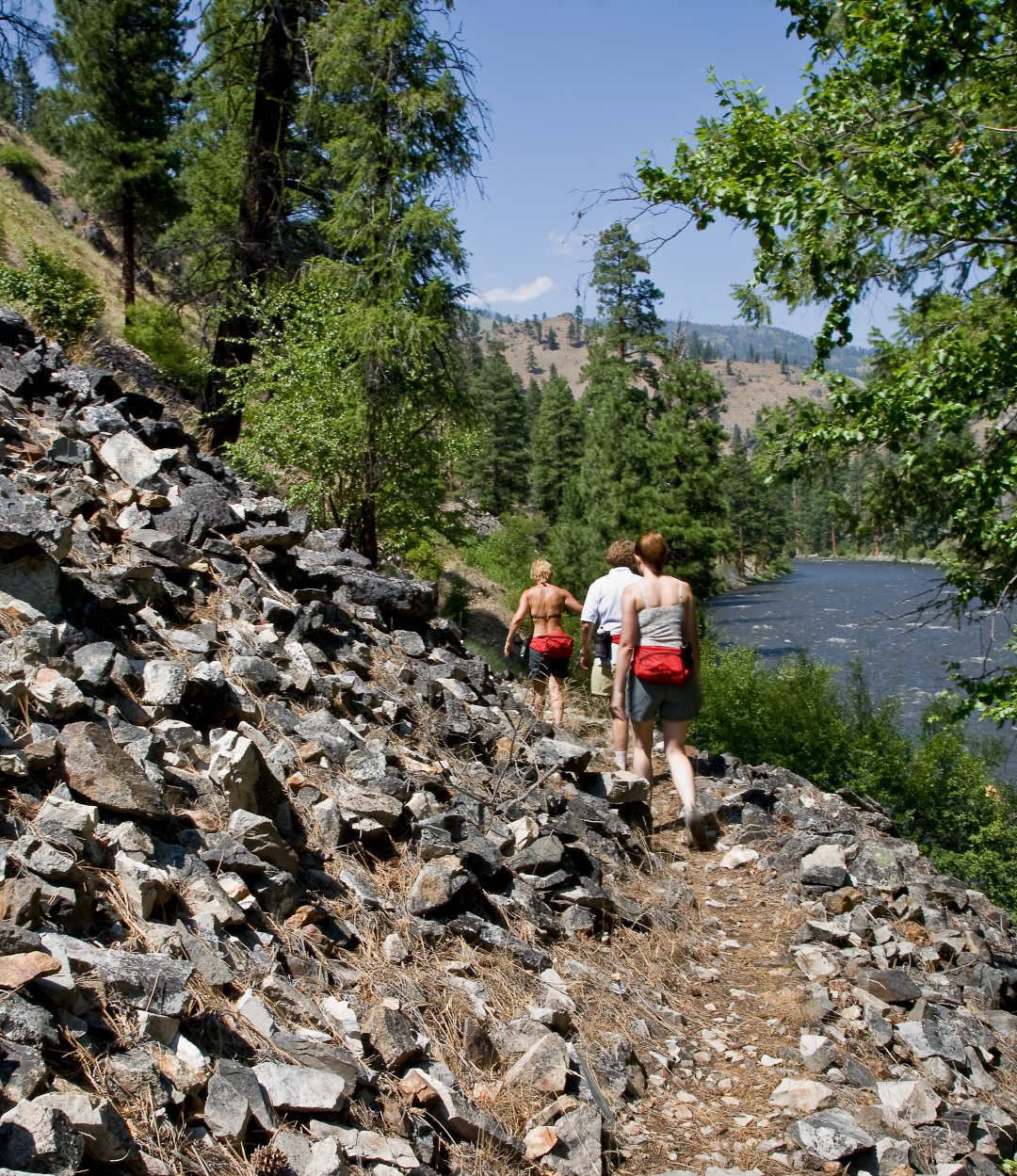 After you land at Thomas Creek, Idaho, you can hike to hot springs either upstream or downstream along the Middle Fork of the Salmon River. Stay at the luxurious Middle Fork Lodge or camp beside the river or near the hot springs. Full information on camping, hiking, fishing, the lodge, area history, and more can be found in “Fly Idaho!” Photo by Beth Kerschen, courtesy Middle Fork Lodge.