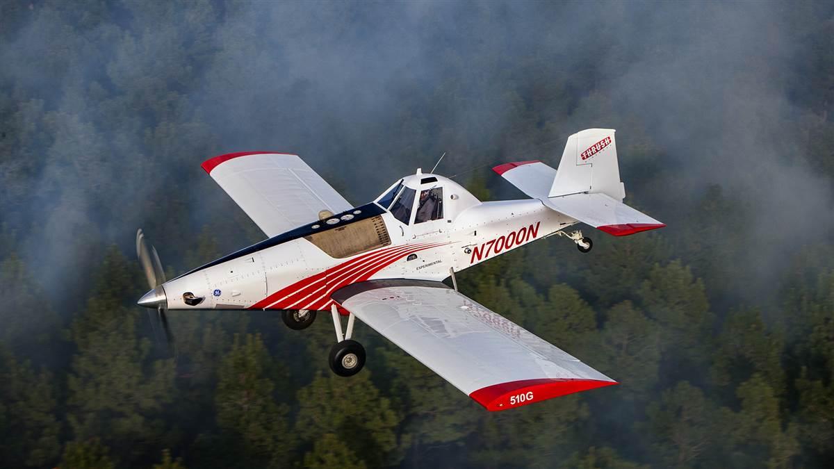 Thrush Aircraft has teamed up with Drone America to develop unmanned air tankers based on designs such as the Thrush 510G Switchback seen here. Photo courtesy of Thrush Aircraft. 