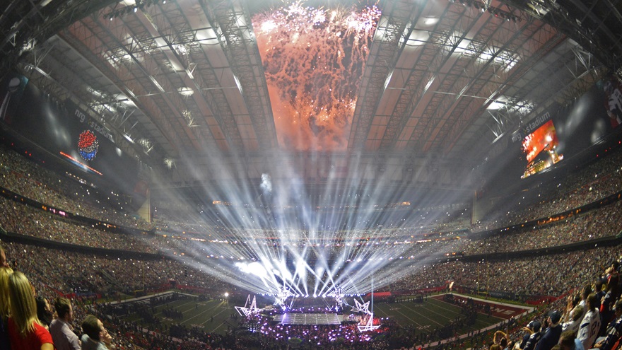 Lady Gaga performs during halftime at Super Bowl LI at NRG Stadium in Houston, Texas on February 5, 2017. Photo by David Tulis.