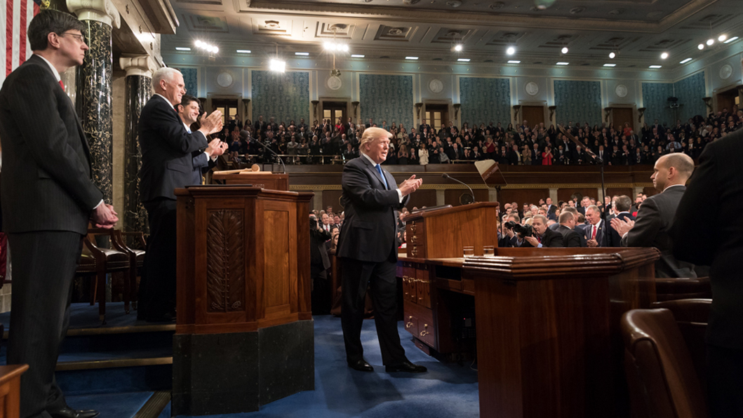 President Trump during his 2018 State of the Union Address. Official White House photo by Shealah Craighead.