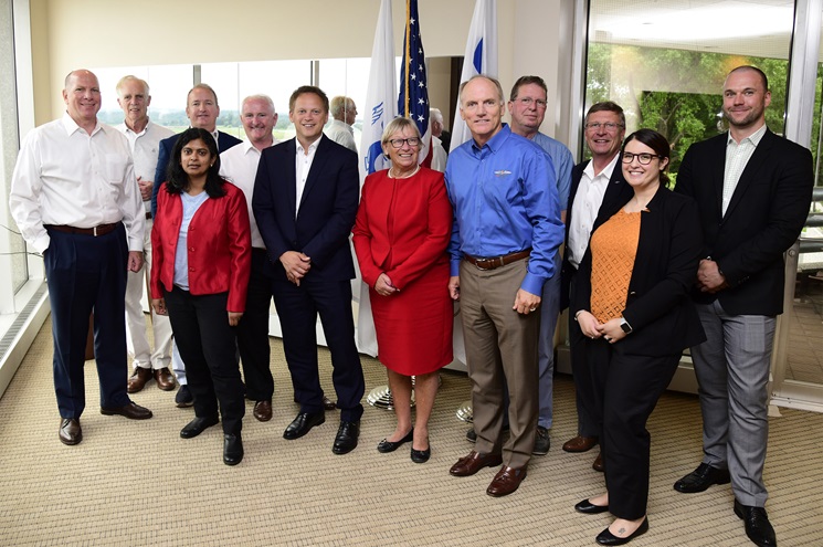 Members of the United Kingdom all-party Parliamentary group for general aviation advocacy visit AOPA headquarters in Frederick, Maryland, July 30, 2018. Photo by David Tulis.