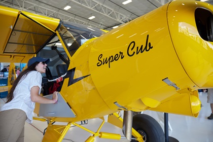 The Sweepstakes Super Cub draws attention during the AOPA Fly-In at Missoula, Montana. Photo by Mike Fizer.