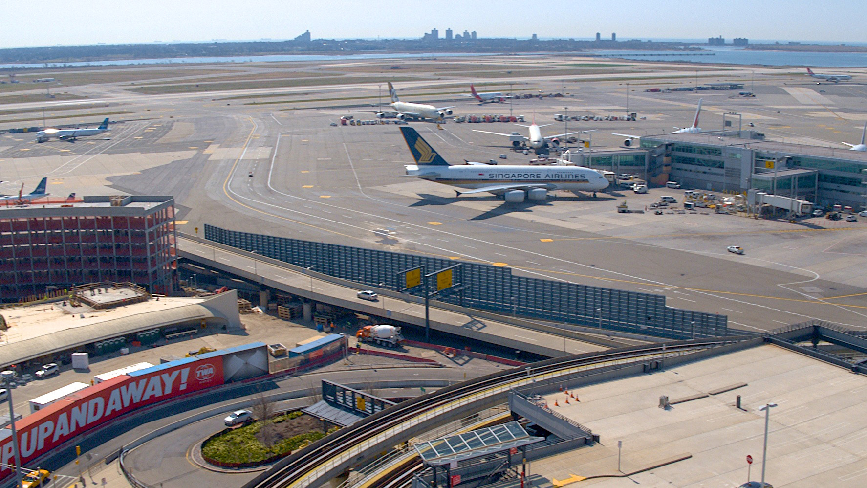 A view of the ramps and runways at John F. Kennedy International Airport, captured in April by an unmanned aircraft. Photo courtesy of Cinematic Aerospace. 