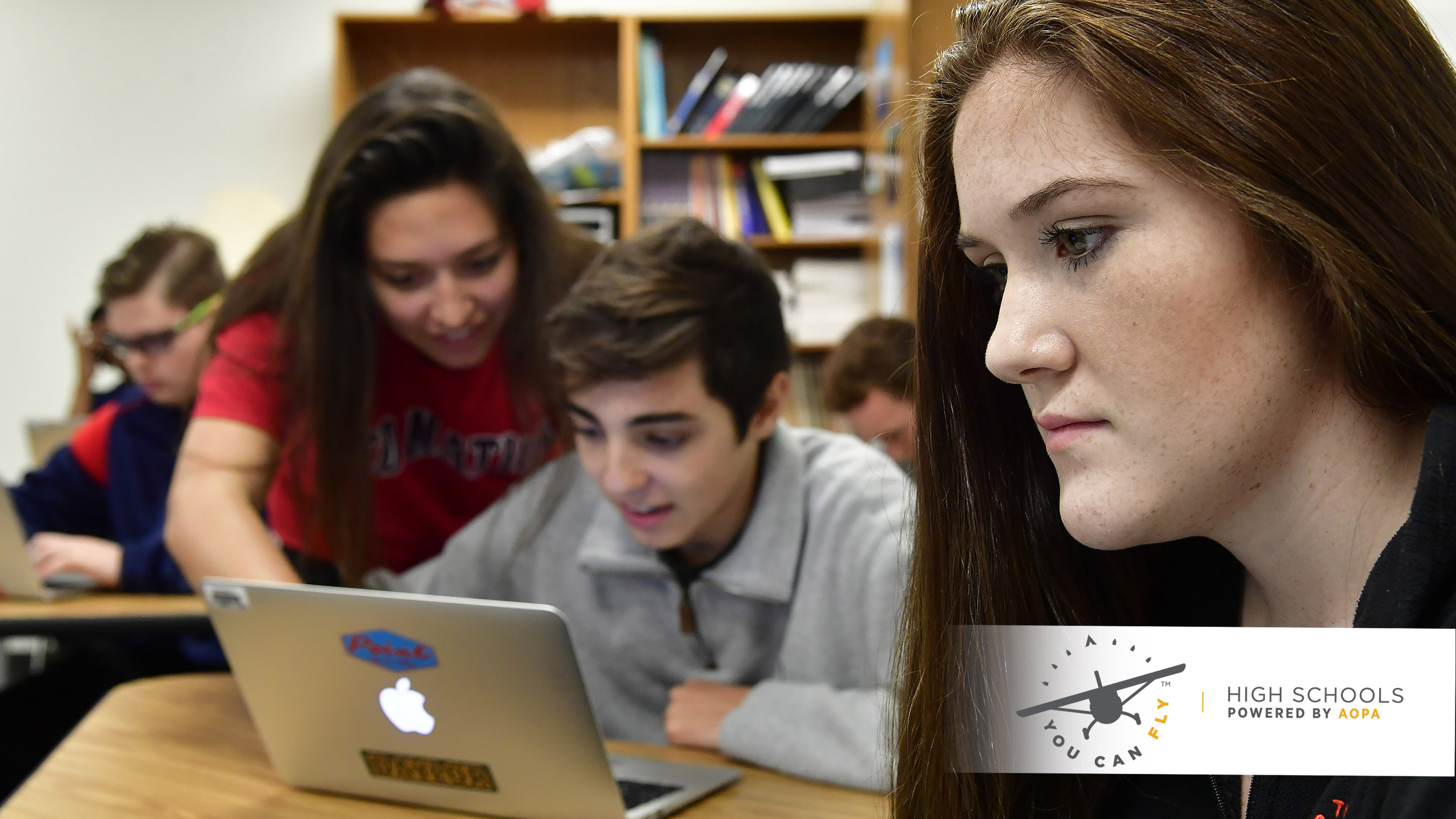 McKinney High School student Branna Barrows uses the AOPA High School Aviation STEM curriculum during classes in McKinney, Texas. Photo by David Tulis.
