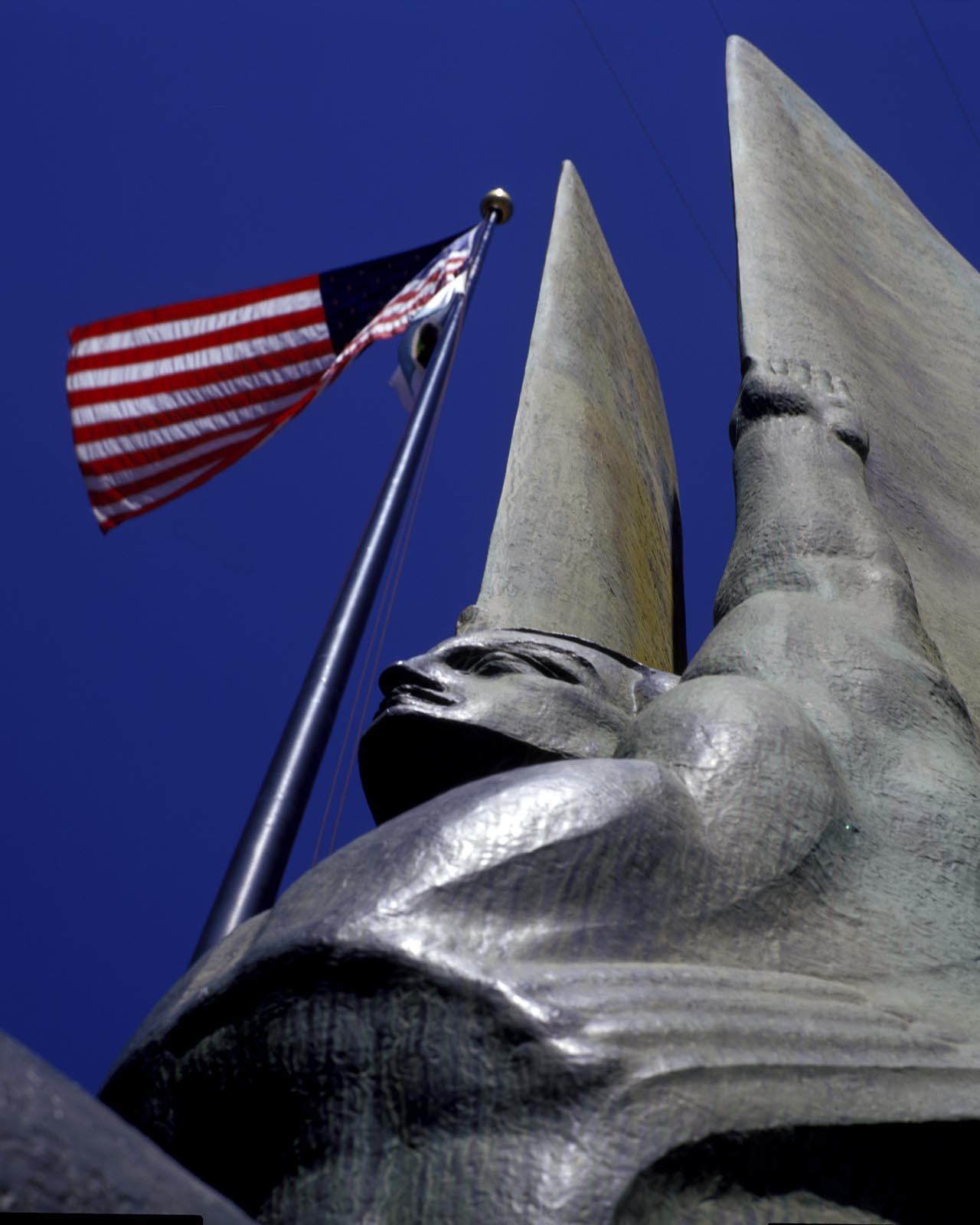 One of two large Art-Deco-era sculptures by Oscar J.W. Hansen titled “Winged Figures of the Republic” that can be seen at Hoover Dam. Photo by Andrew Pernick, courtesy Bureau of Reclamation.