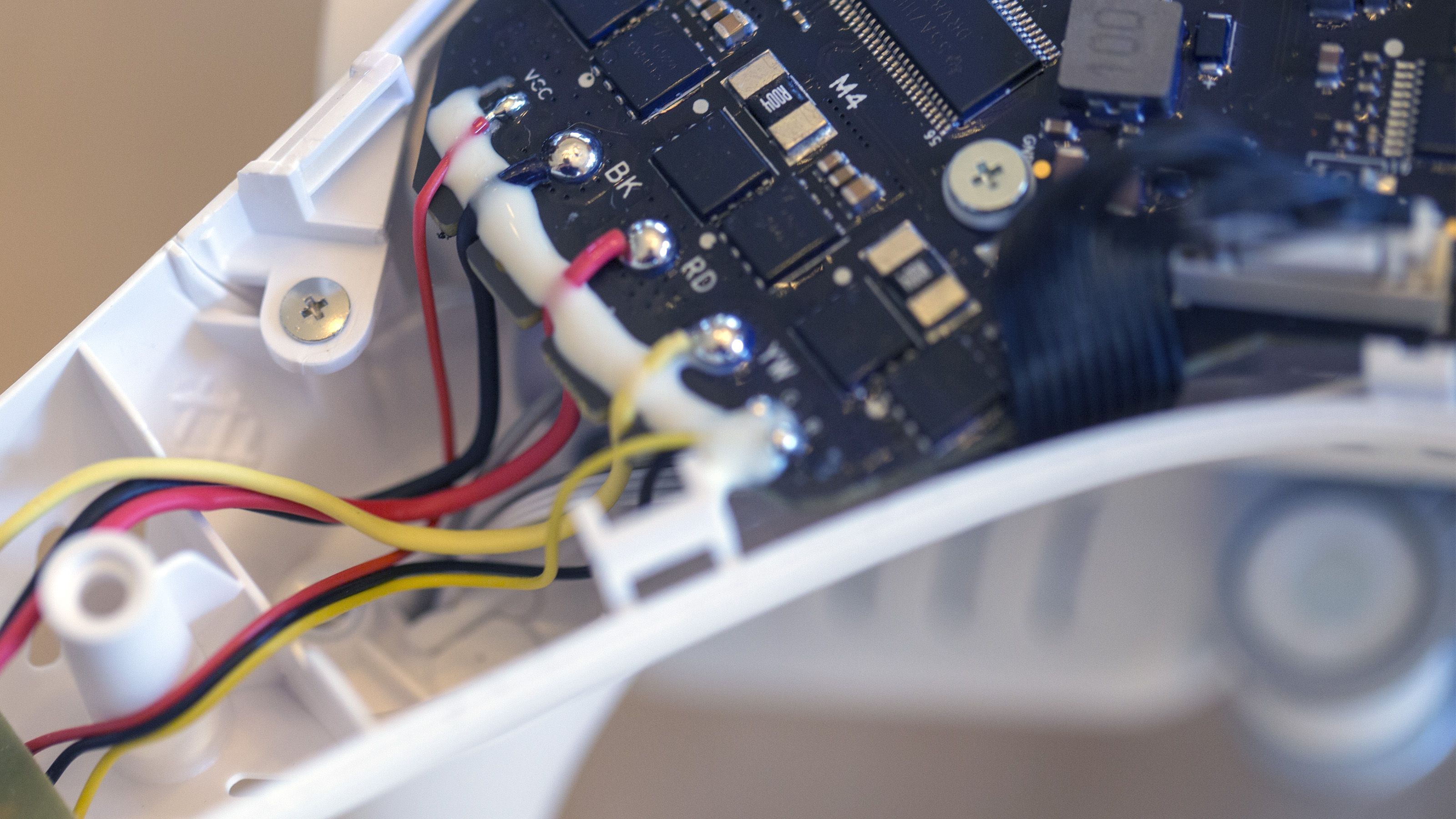 Drones contain many parts and components that are critical to flight, and the failure of any of these could bring down the aircraft. The wires connecting each motor are one example of a single point of failure, along with the motors, electronic speed controllers, and propellers. Jim Moore photo.