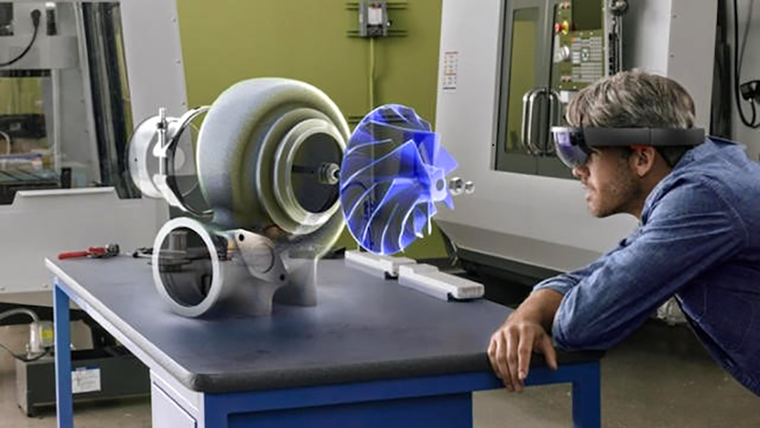 Microsoft HoloLens technology makes propulsion systems come alive. Photo courtesy of Microsoft via Western Michigan College of Aviation. 