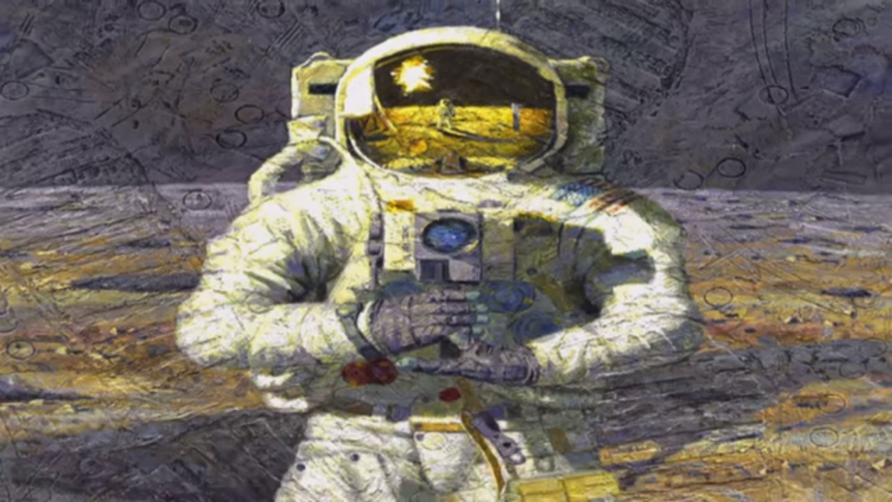 'First Men - Neil Armstrong' by Alan Bean. Image couresty of NASA X via Youtube.