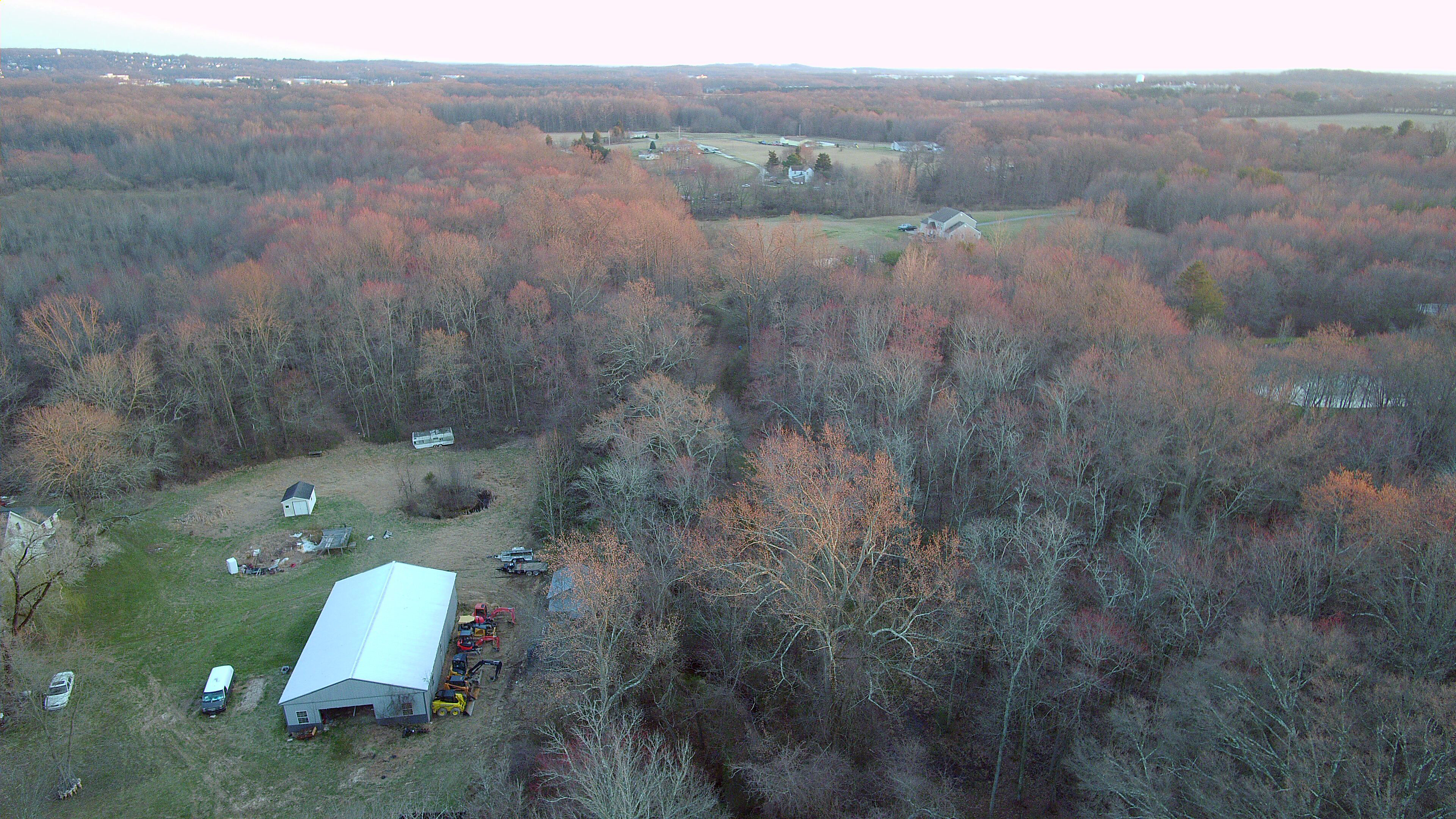 A drone flown by Cecil County Sheriff’s Office Pilots in 2017 captured this image of stolen construction equipment that led to a successful search warrant application. Photo courtesy of Cecil County Sheriff’s office. 