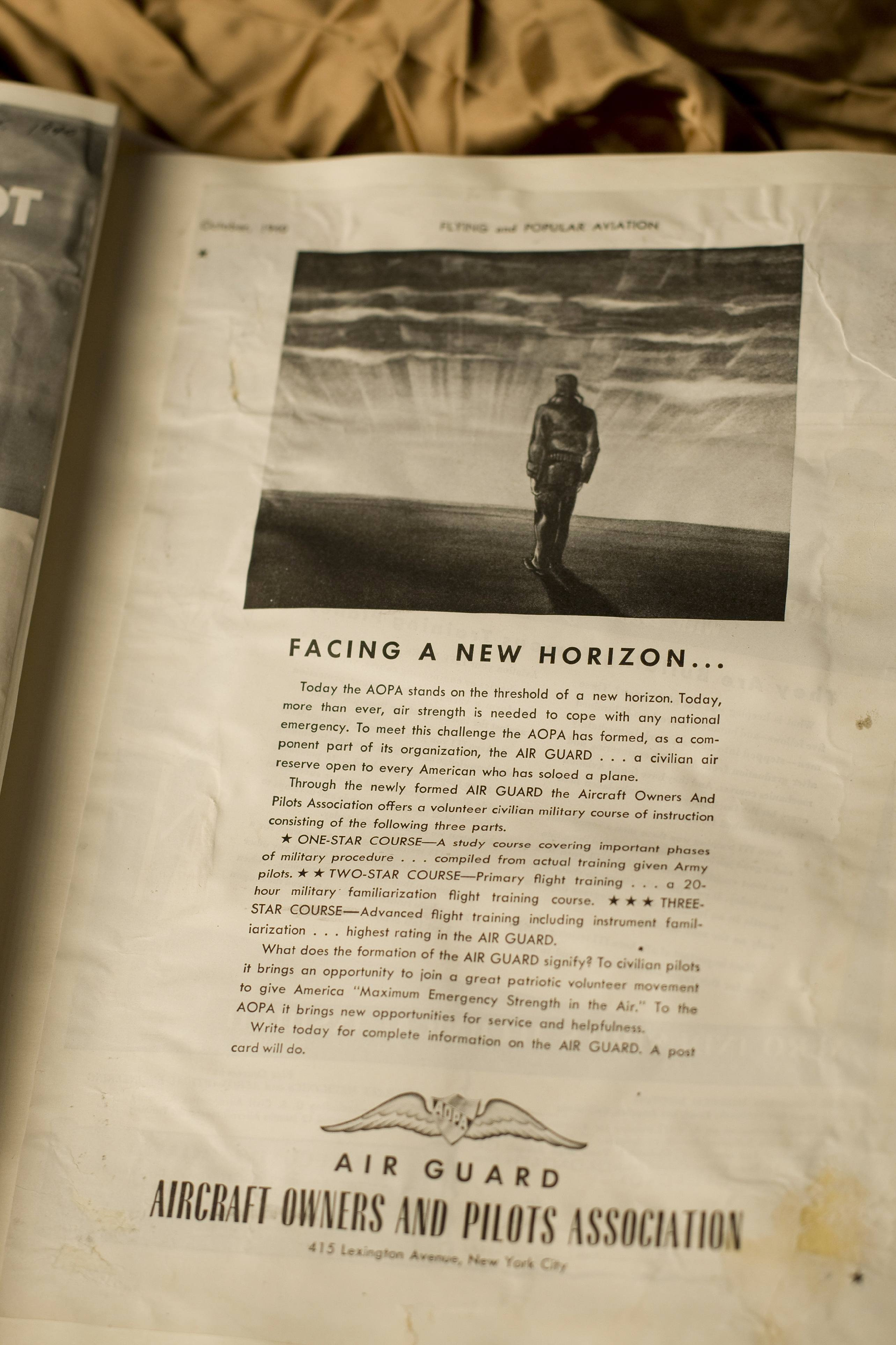 In 1940, the AOPA Air Guard formed to introduce civilian pilots to military rules and procedures and to provide a base from which the military could draw additional pilots.