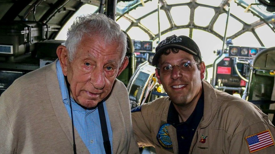 Jack Elliott Schapiro and his son, Stephen, in the B-29 "Fifi." Photo courtesy of Stephen Schapiro.