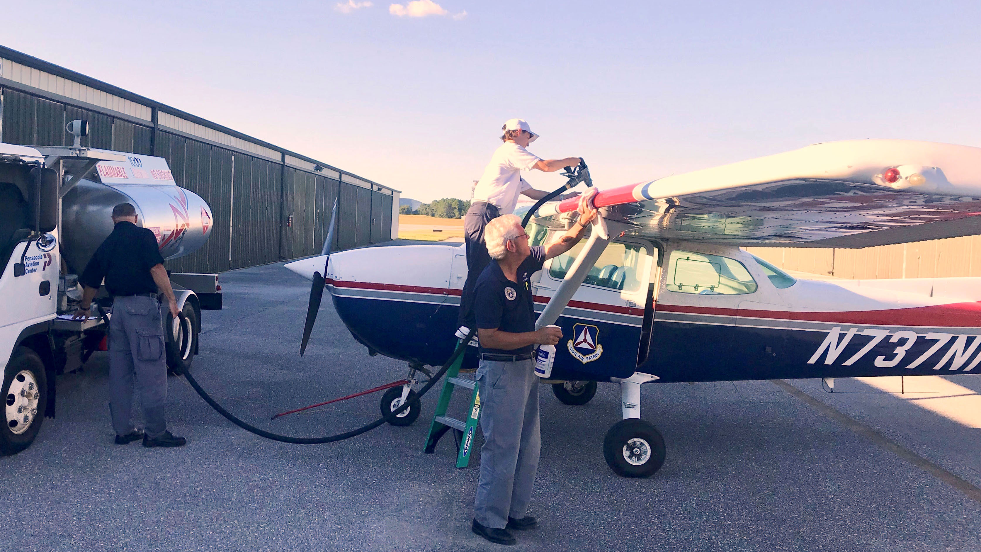 One of two Florida Wing aircraft flown Oct. 11 as part of the Civil Air Patrol's response to Hurricane Michael gets refueled for another sortie. Photo courtesy of CAP.